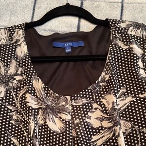 Apt. 9 Black and Grey Floral Blouse